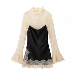 Lace Patchwork Mini Sexy Dresses