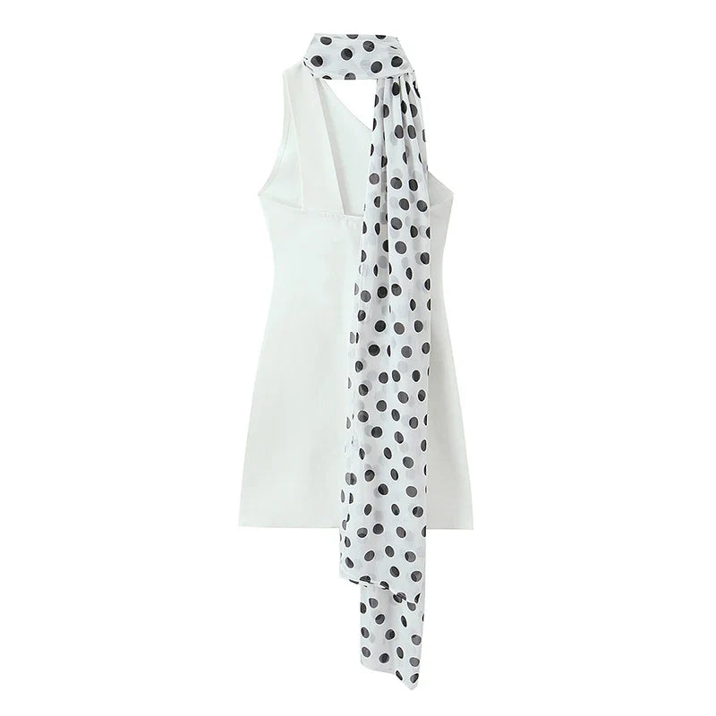 Chic White One Shoulder Sleeveless Mini Dresses