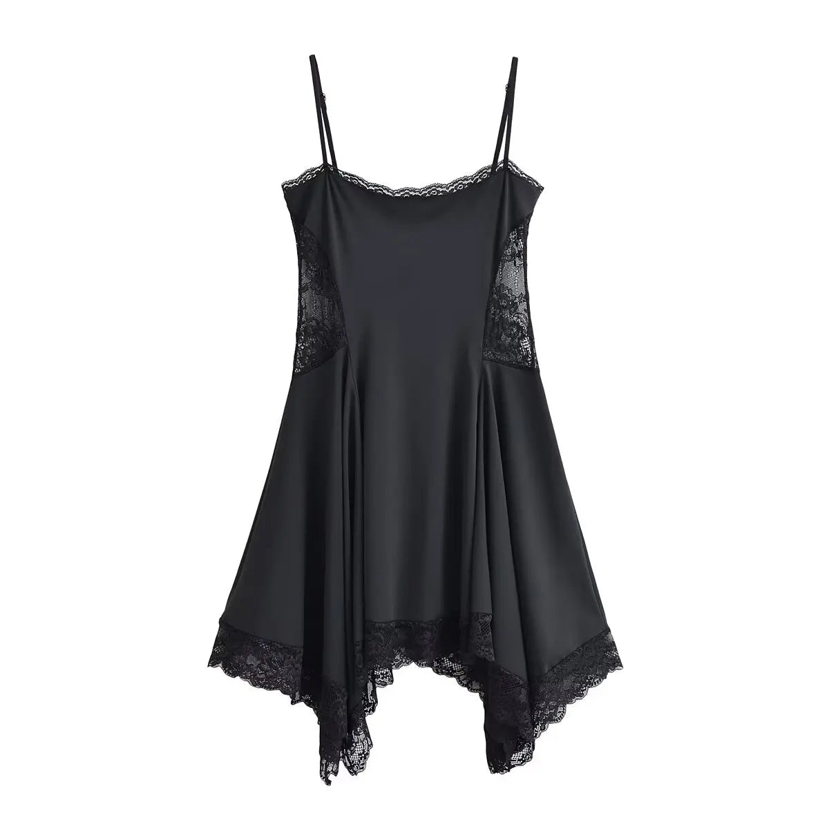 Sexy Spaghetti Straps Lace Patchwork Short Dresses