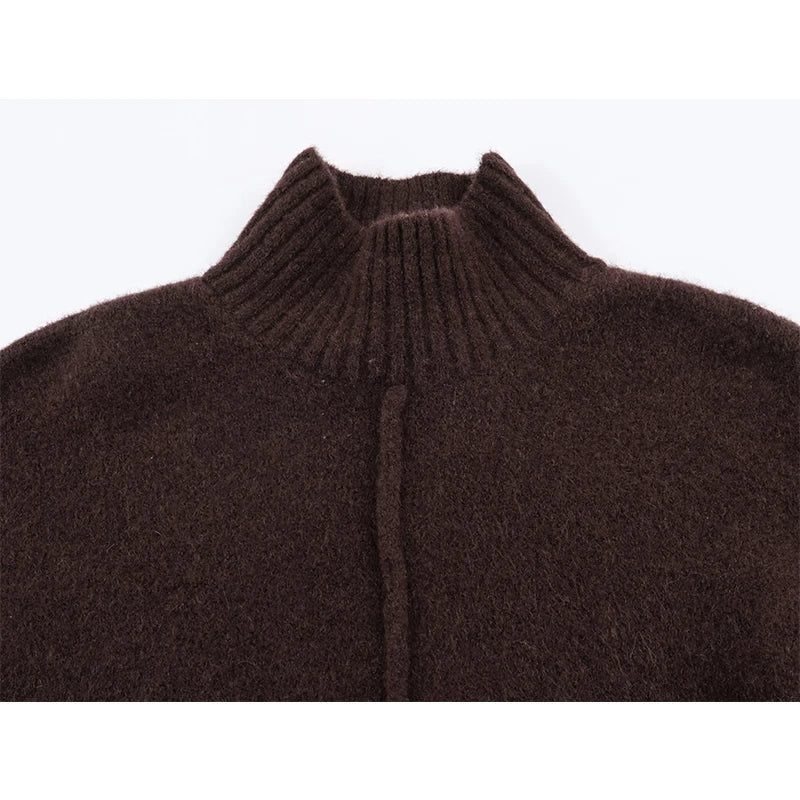 Winter Long Sleeve Turtleneck Soft Knitted Short Dresses