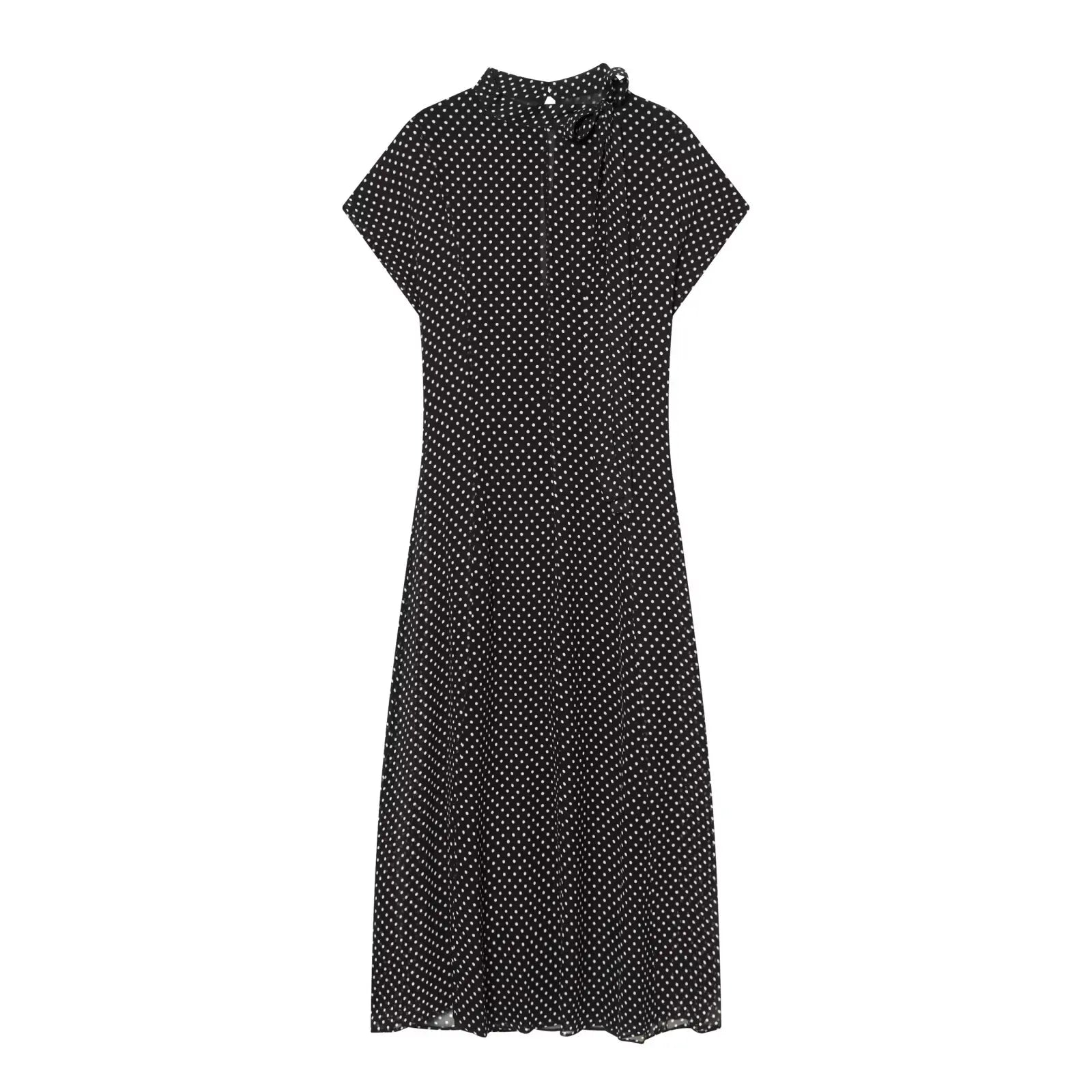 Black Polka Dot Midi Dresses