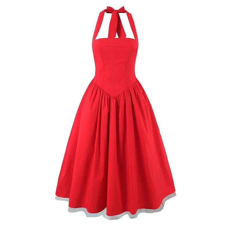 Sexy Backless Halter Elegant Clothes Evening Party Festival Dresses
