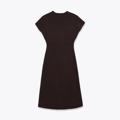 Brown Knit A-line Midi Dresses