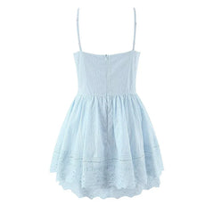 Sexy Pretty Girls Floral Embroidery Sling Mini Dresses Vacation Party Summer Dresses