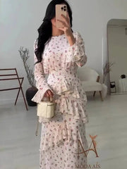 Sweet Casual Flared Sleeve Irregular Ruffle Edge Patchwork Dresses