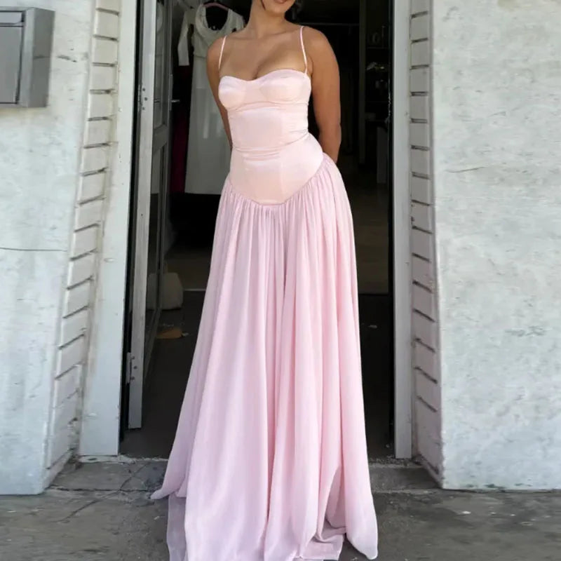 Sexy Low-cut Sleeveless Halter Mesh Evening Dresses