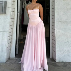 Sexy Low-cut Sleeveless Halter Mesh Evening Dresses
