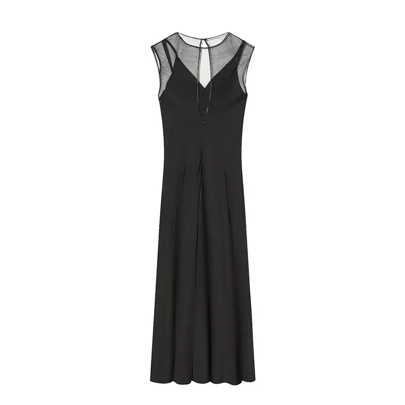 Sexy Semi-Sheer Elegant Black Long Dresses