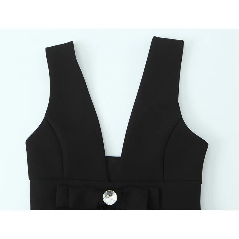 Sexy Backless Elegant Black Tank Mini Dresses