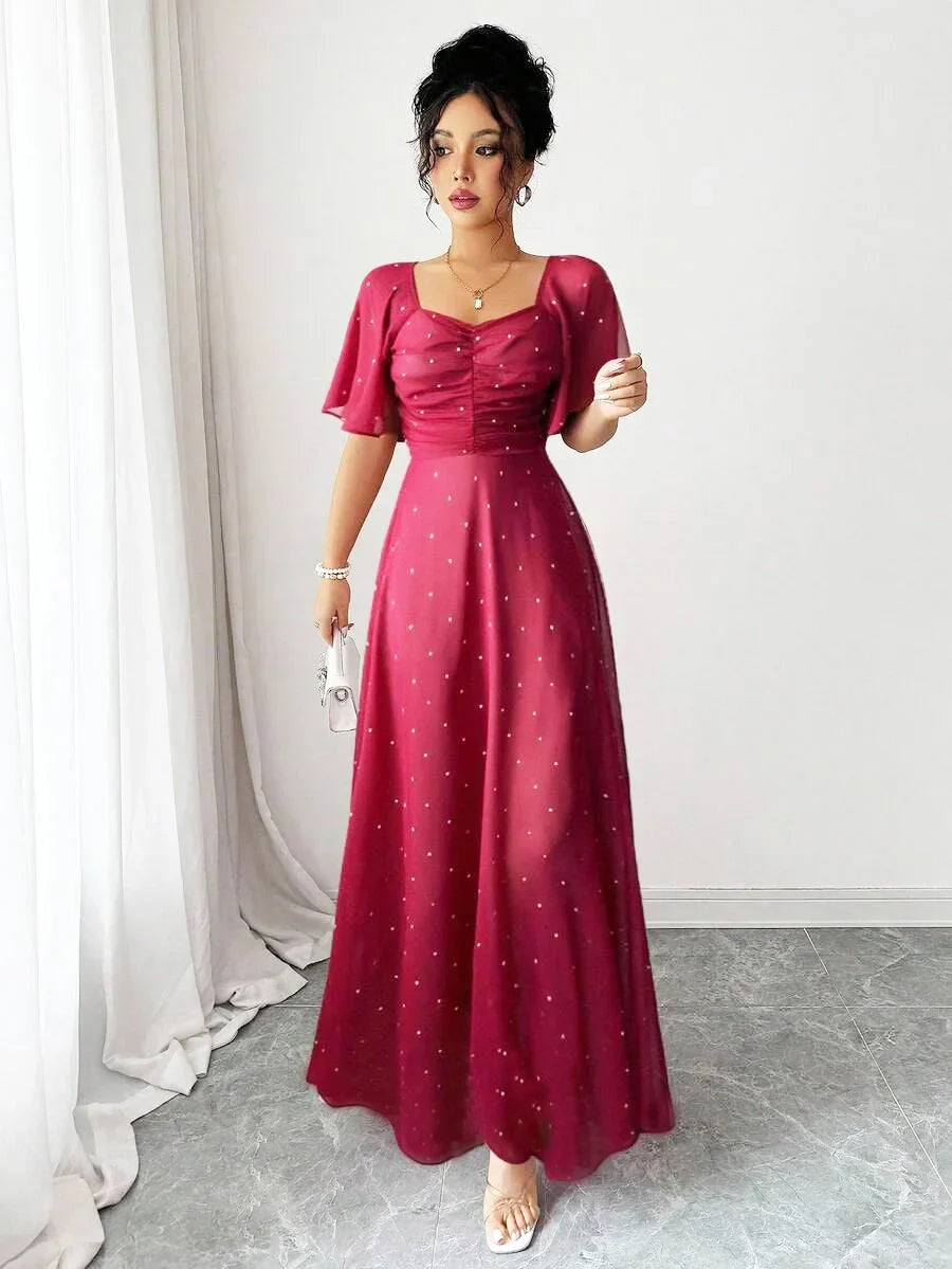 Sweet French Style Red Maxi Dresses