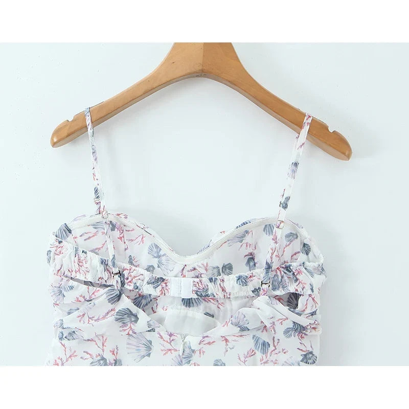 Sexy Backless Print Sling Mini Summer Dresses