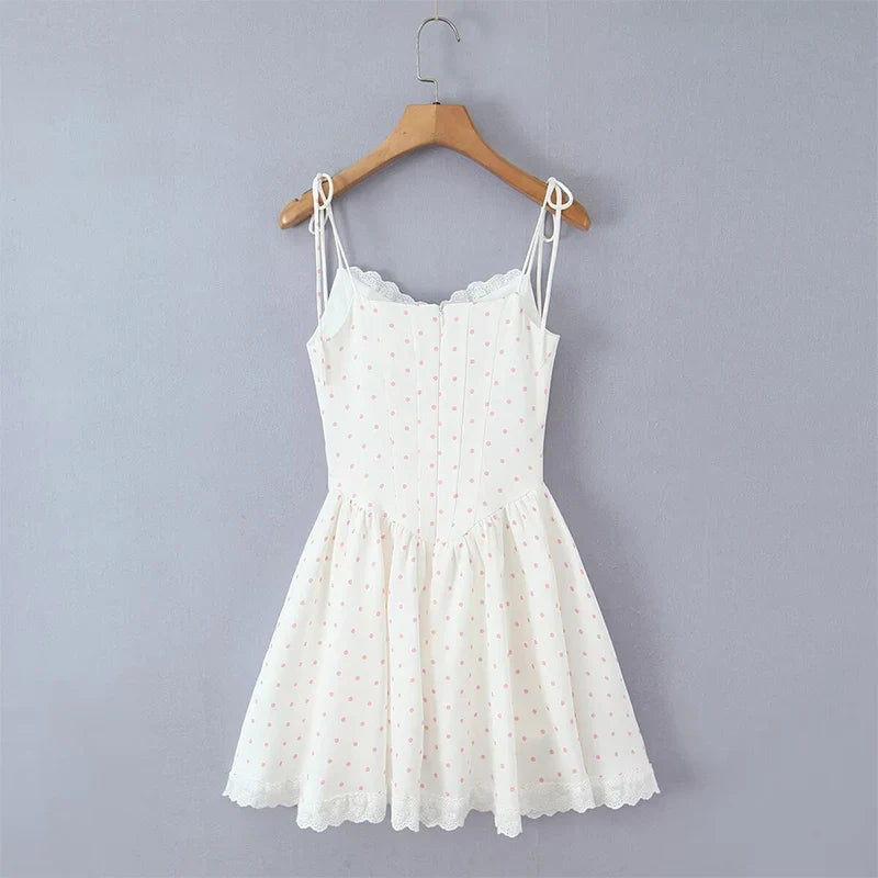 French Retro Temperament Polka Dot Camisole Dresses