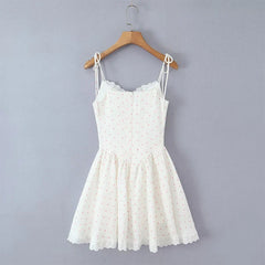 French Retro Temperament Polka Dot Camisole Dresses