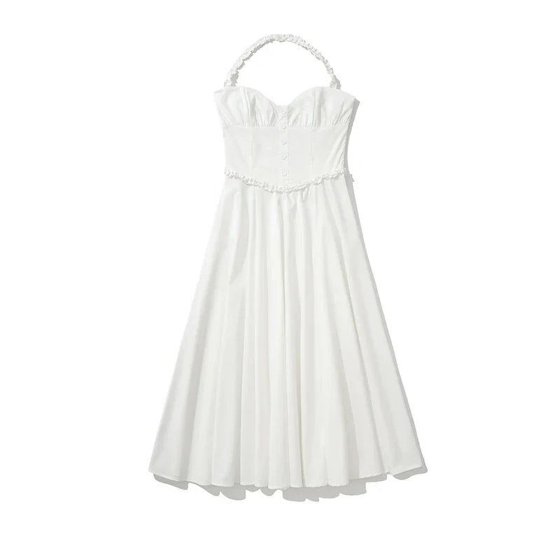 Sexy Backless Halter White Dresses