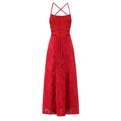 European And American Style Red Sling Long Party Dresses Backless Bandage A-line Elegant Evening Sexy Maxi Vestidos