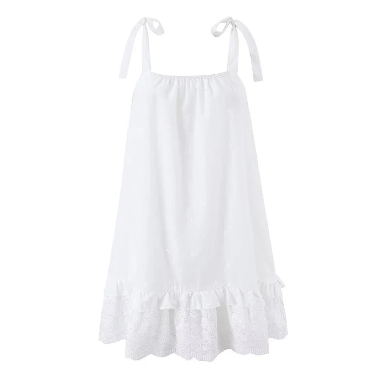 Tie Strap White Mini Dresses