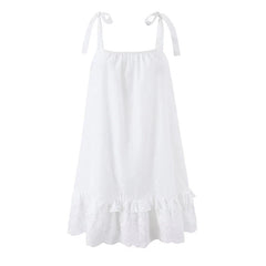Tie Strap White Mini Dresses