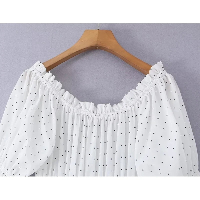 White Polka Dot Maxi Dresses