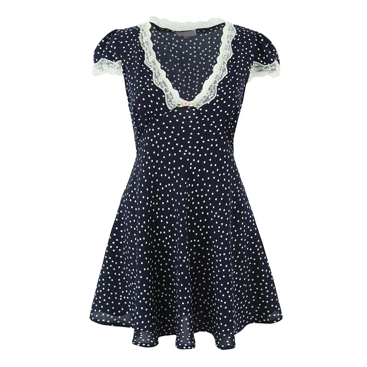 Navy Blue Polka Dot Mini Dresses
