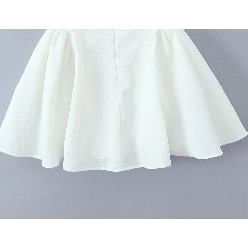 French Style White Mini Dresses