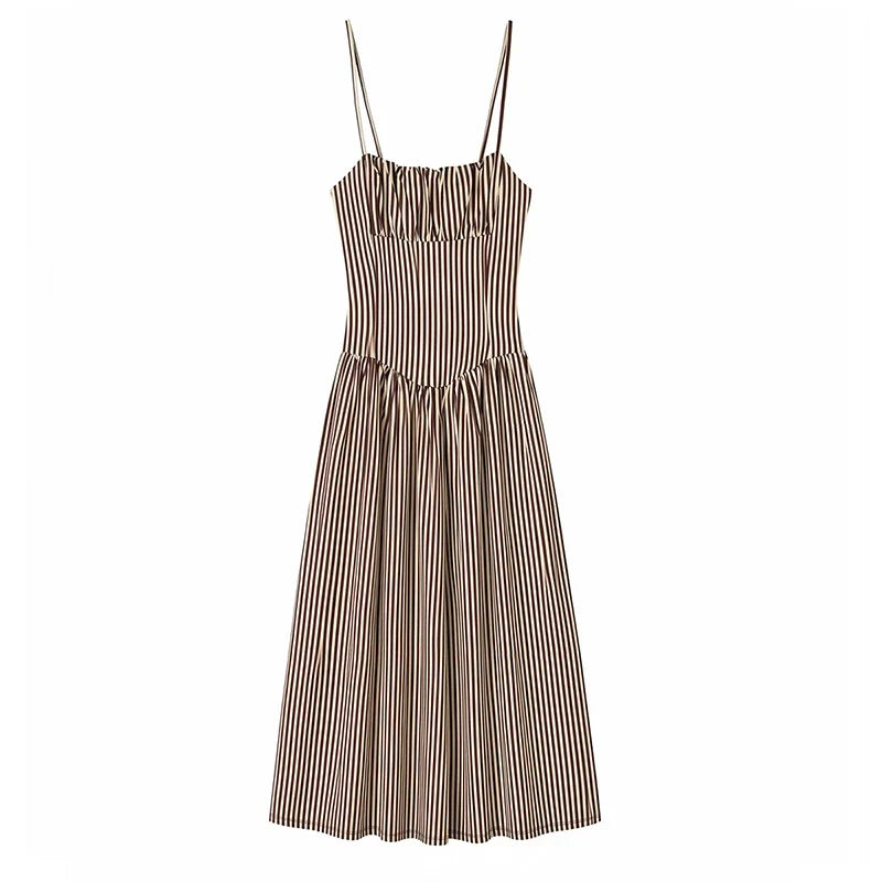 French Style Striped Camisole Dresses