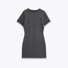 Sexy Casual Short Sleeve Round Neck Soft Knit Mini Dresses