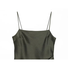 Romantic Lace Trim Green Camisole Dresses