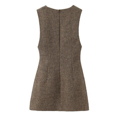 High Quality Sexy V Neck Sleeveless A-line Mini Tank Dresses Chic Lady Elegant Vestidos