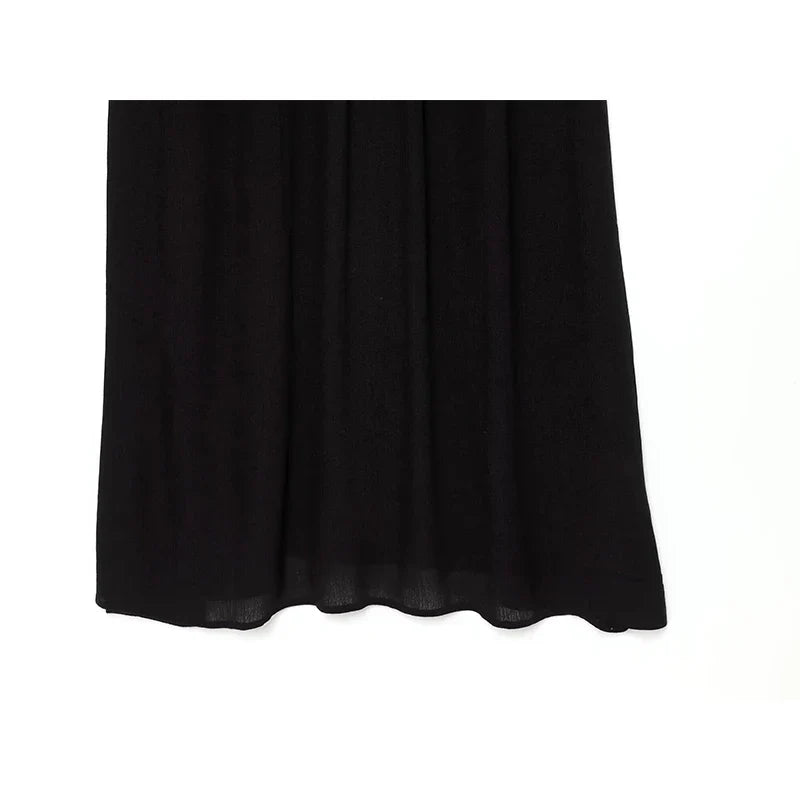 Summer Black Crochet Patchowrk Sling Maxi Dresses
