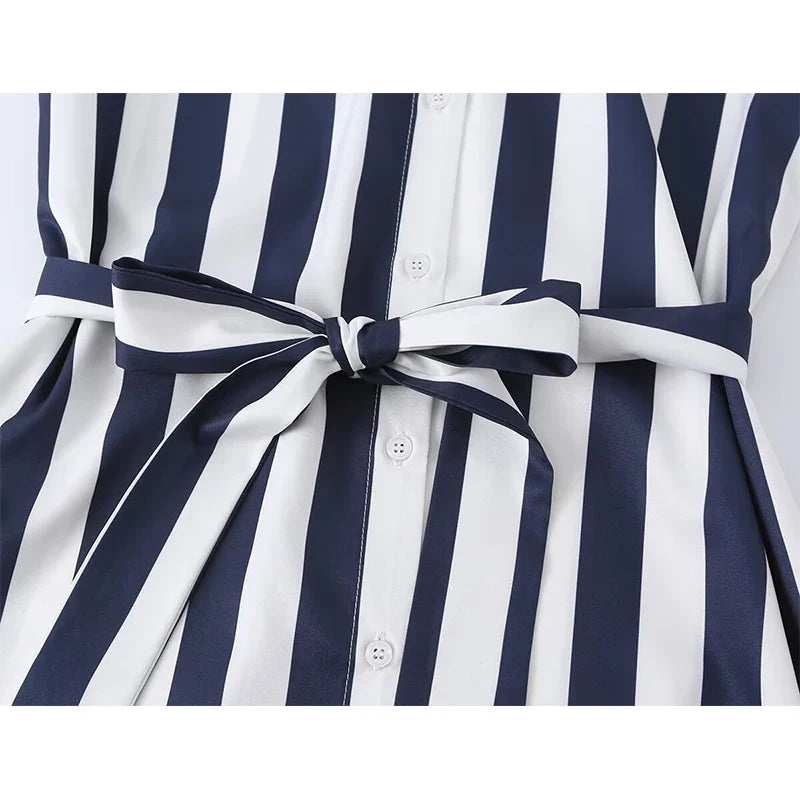Summer Vintage Striped Shirt Dresses