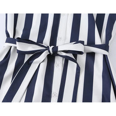 Summer Vintage Striped Shirt Dresses