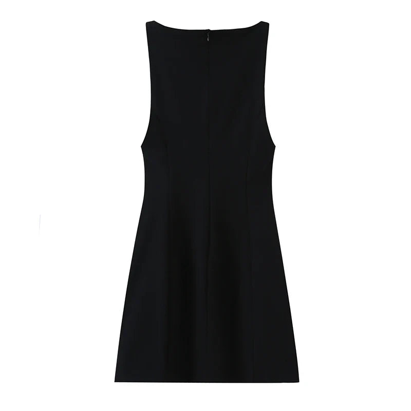 Contrast Bow Black Mini Dresses