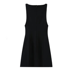 Contrast Bow Black Mini Dresses