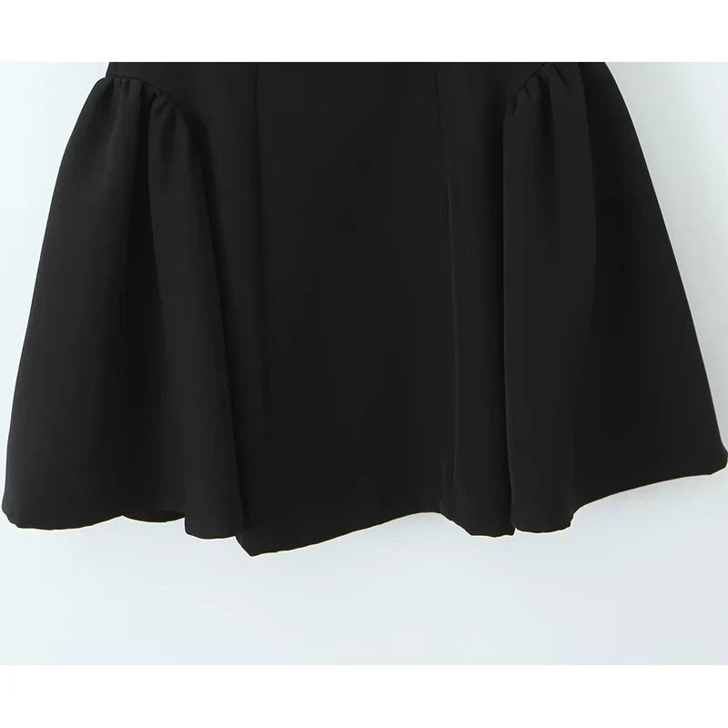 Sexy Spaghetti Straps Black Mini Ball Gown Dresses