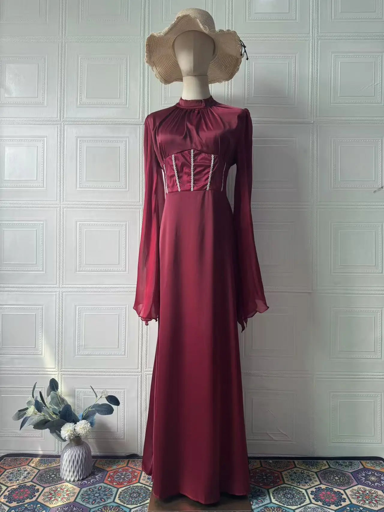 Autumn Elegant and Stylish Flowing Dress, Long-Sleeved Long Dresses