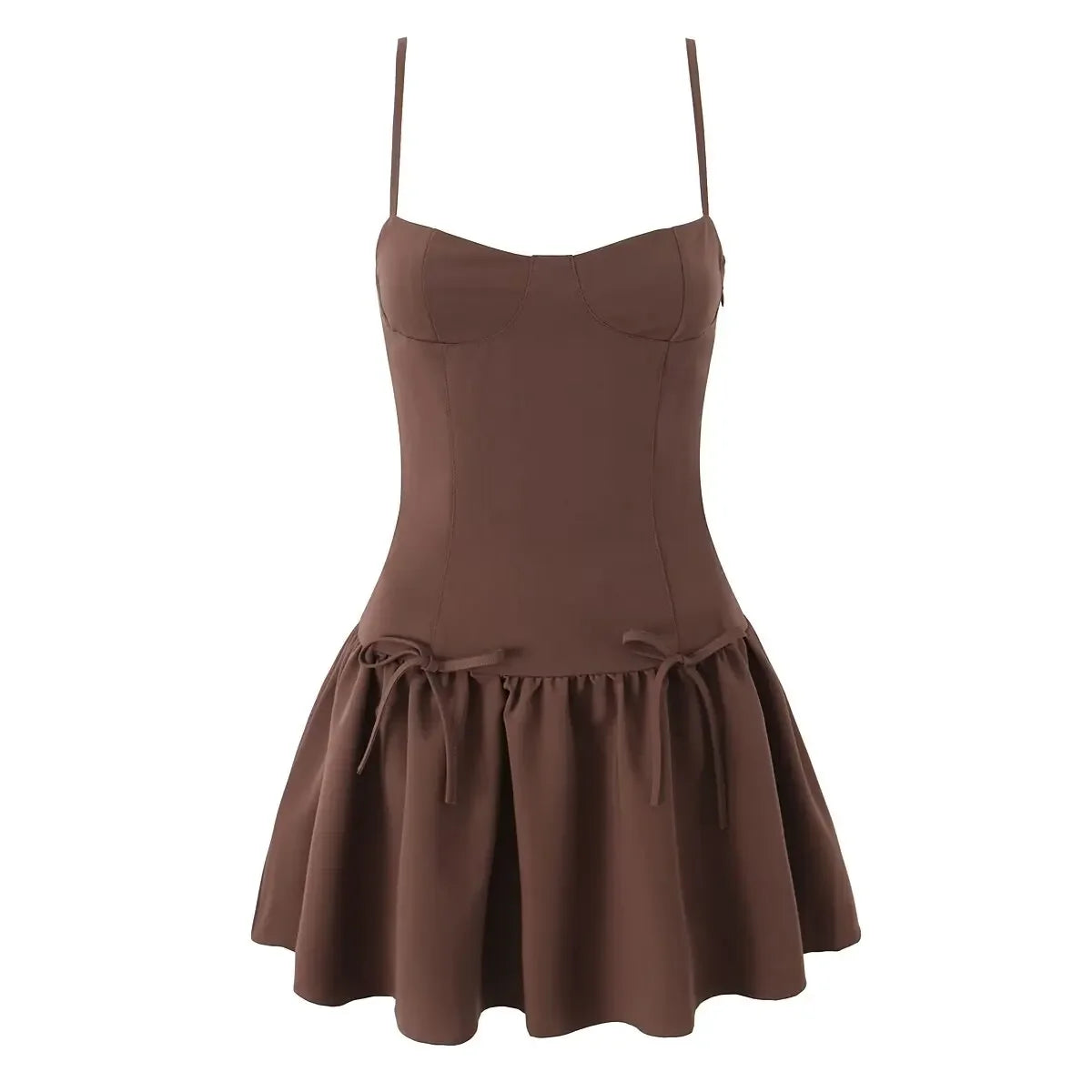 Sexy Coffee Spaghetti Straps Dresses