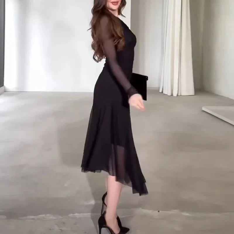 Sexy Slanted Neck High Waist Dresses