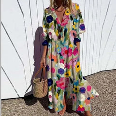 V-neck Single Breasted Shirt Dresses