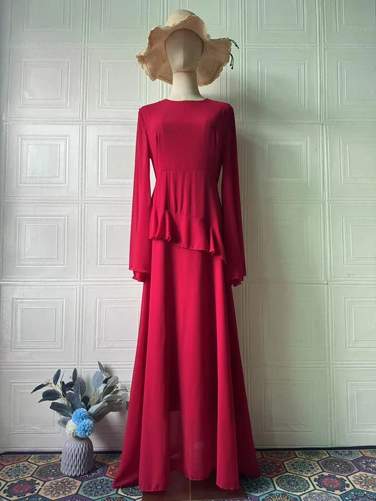 Autumn Soft Temperament Long Sleeve Long Dresses