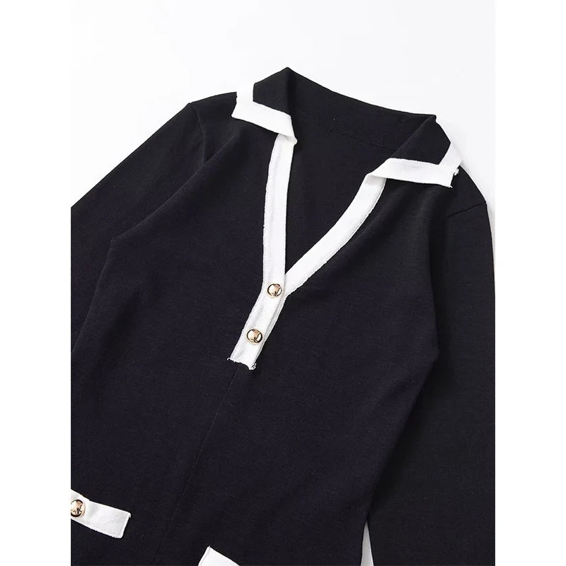 Spring Lapel Collar Long Sleeve A-line Soft Short Dresses