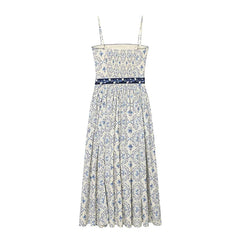With Belt Floral Print Sexy Sling Dresses