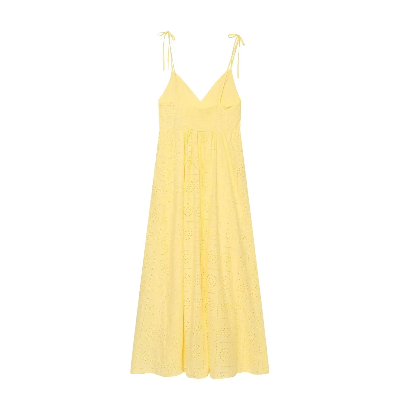 Summer Hollow Out Embroidery Sling Midi Dresses