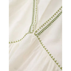 Summer V Neck Casual Loose Floral Embroidered Short Dresses