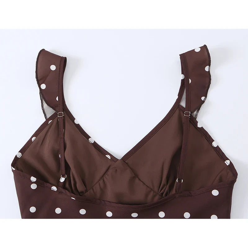 Brown Polka Dot Mini Dresses