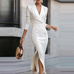 Autumn V Neck Split Party Dresses