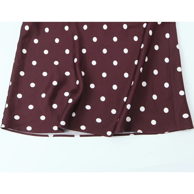 Vintage Elegant Polka Dot Dresses Short Sleeve A-line Midi Summer Dresses