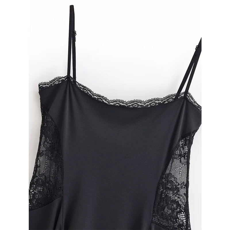 Sexy Spaghetti Straps Lace Patchwork Short Dresses