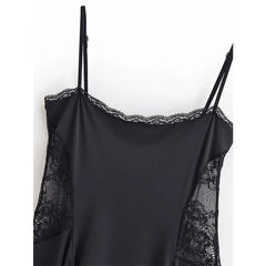 Sexy Spaghetti Straps Lace Patchwork Short Dresses