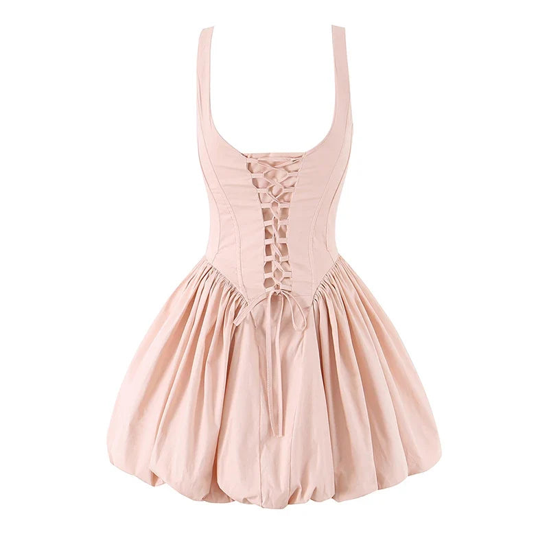 Pink Corset Style Bubble Mini Dresses