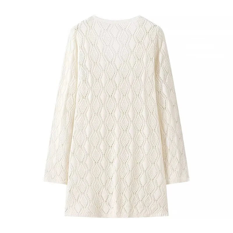 Long Sleeve V Neck Mini Knit Dresses Sexy Robe